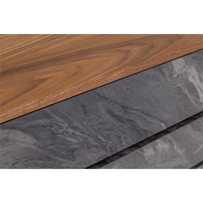Pemberly Row Veneer & MDF Wood Bedroom Dresser in Walnut & Gray