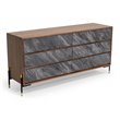 Pemberly Row Veneer & MDF Wood Bedroom Dresser in Walnut & Gray