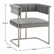 Pemberly Row Stainless Steel & Velvet Dining Chair in Light Gray