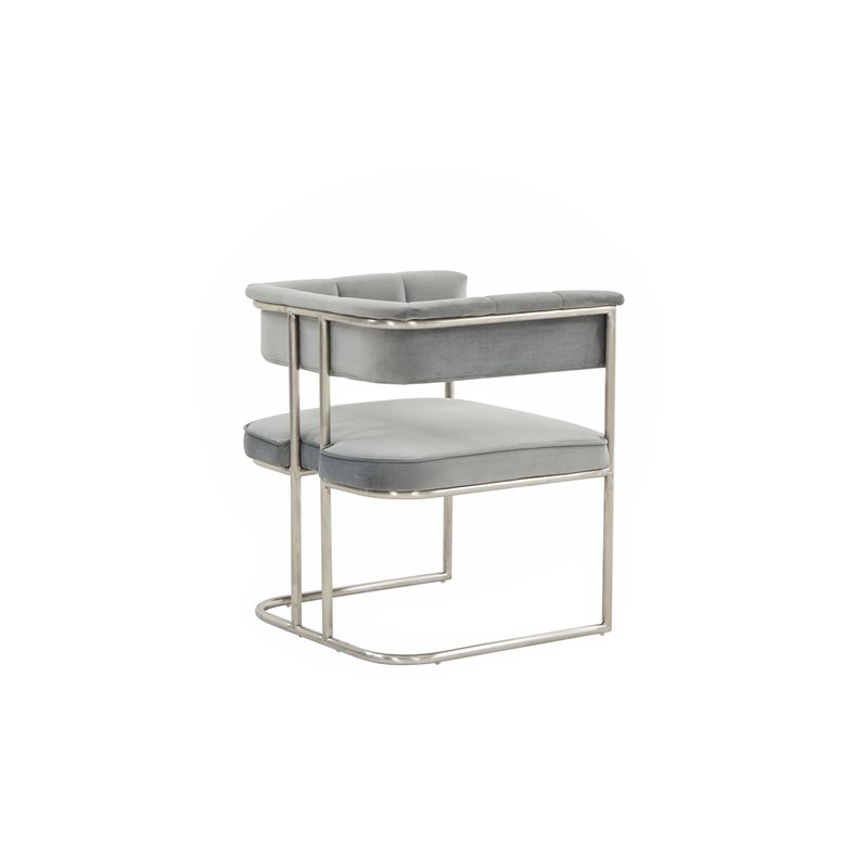 Pemberly Row Stainless Steel & Velvet Dining Chair in Light Gray