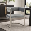 Pemberly Row Stainless Steel & Velvet Dining Chair in Light Gray