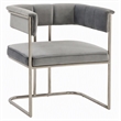 Pemberly Row Stainless Steel & Velvet Dining Chair in Light Gray