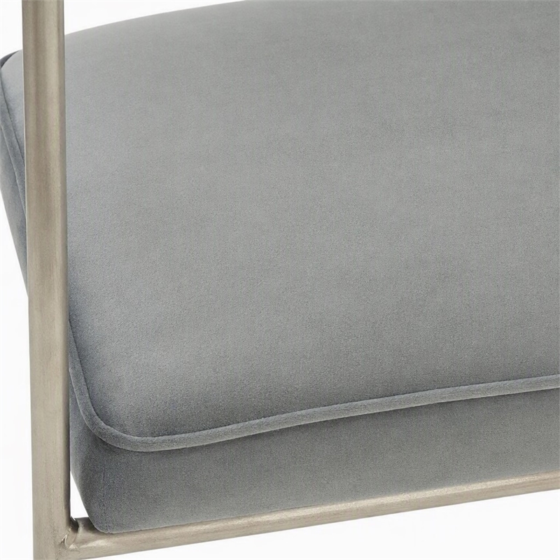 Pemberly Row Stainless Steel & Velvet Dining Chair in Light Gray