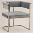 Pemberly Row Stainless Steel & Velvet Dining Chair in Light Gray