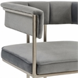 Pemberly Row Stainless Steel & Velvet Dining Chair in Light Gray