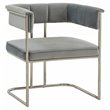 Pemberly Row Stainless Steel & Velvet Dining Chair in Light Gray