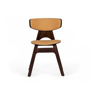 Pemberly Row Faux Leather & Solid Wood Dining Chairs in Brown (Set of 2)