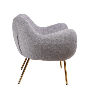 Pemberly Row Fabric Upholstered Accent Chair with Gold Plated Legs in Gray