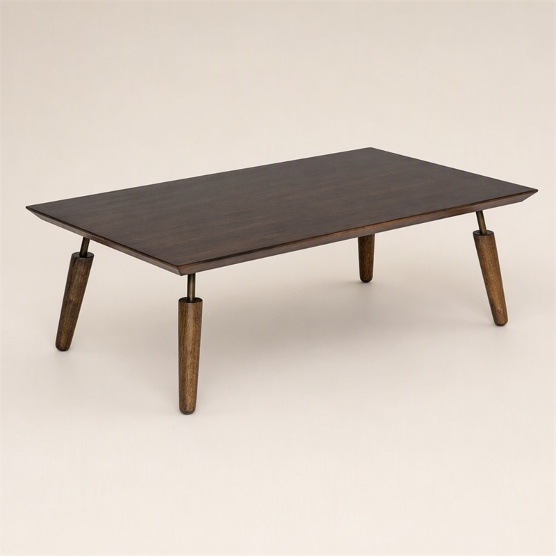 Pemberly Row Mid-Century Veneer Wood Coffee Table in Brown