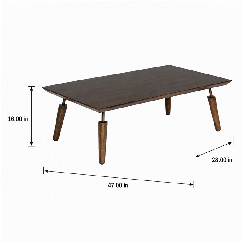 Pemberly Row Mid-Century Veneer Wood Coffee Table in Brown