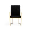 Pemberly Row Velvet Dining Chair with Stainless Steel Frame in Black and Gold