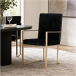 Pemberly Row Velvet Dining Chair with Stainless Steel Frame in Black and Gold