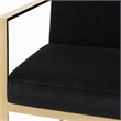 Pemberly Row Velvet Dining Chair with Stainless Steel Frame in Black and Gold