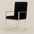 Pemberly Row Velvet Dining Chair with Stainless Steel Frame in Black and Gold