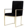Pemberly Row Velvet Dining Chair with Stainless Steel Frame in Black and Gold