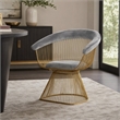 Pemberly Row Gray Velvet Dining Chair with Gold Stainless Steel Base