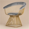 Pemberly Row Gray Velvet Dining Chair with Gold Stainless Steel Base