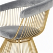 Pemberly Row Gray Velvet Dining Chair with Gold Stainless Steel Base