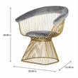 Pemberly Row Gray Velvet Dining Chair with Gold Stainless Steel Base