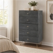 Pemberly Row Bryan Gray Wood and Metal Bedroom Chest with 5 Drawers