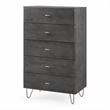 Pemberly Row Bryan Gray Wood and Metal Bedroom Chest with 5 Drawers