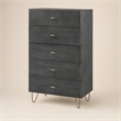 Pemberly Row Bryan Gray Wood and Metal Bedroom Chest with 5 Drawers