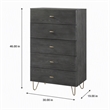 Pemberly Row Bryan Gray Wood and Metal Bedroom Chest with 5 Drawers