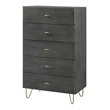 Pemberly Row Bryan Gray Wood and Metal Bedroom Chest with 5 Drawers