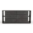 Pemberly Row Modern 6-Drawers Wooden Dresser with Bookshelf in Gray