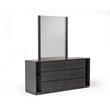 Pemberly Row Modern 6-Drawers Wooden Dresser with Bookshelf in Gray