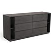 Pemberly Row Modern 6-Drawers Wooden Dresser with Bookshelf in Gray