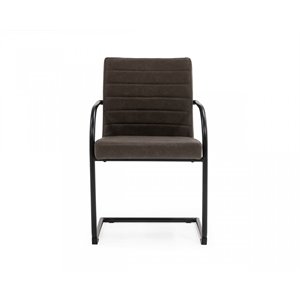Pemberly Row 17&quot Modern Faux Leather Dining Chairs in Brown and Black (Set of 2)