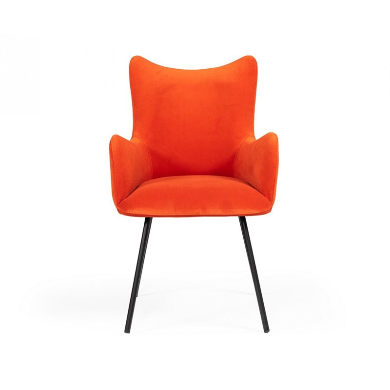 Pemberly Row Judith Fabric Dining Chair in Red with Metal Legs