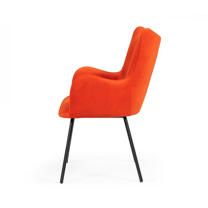 Pemberly Row Judith Fabric Dining Chair in Red with Metal Legs