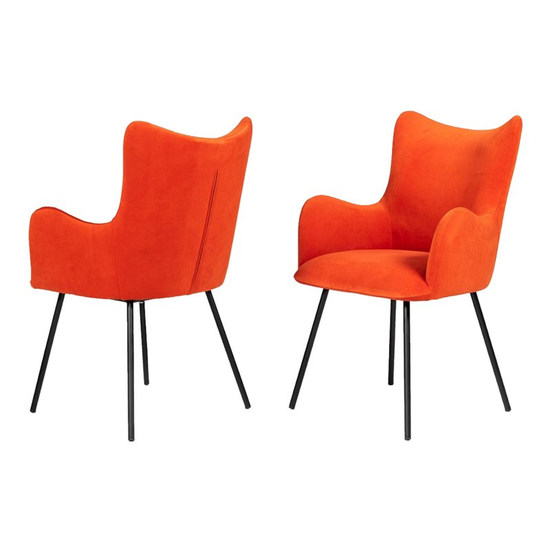 Pemberly Row Judith Fabric Dining Chair in Red with Metal Legs