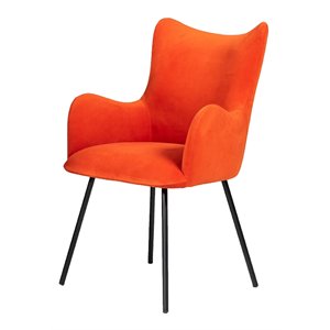 Pemberly Row Judith Fabric Dining Chair in Red with Metal Legs