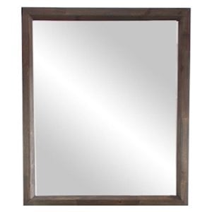 Pemberly Row Rectangular Glass and Brown Acacia Wood Mirror with Beveled Edges