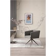 Pemberly Row Contemporary Fabric Dining Chair with Brass Base in Dark Gray
