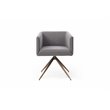 Pemberly Row Contemporary Fabric Dining Chair with Brass Base in Dark Gray