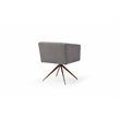 Pemberly Row Contemporary Fabric Dining Chair with Brass Base in Dark Gray