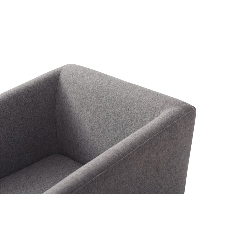 Pemberly Row Contemporary Fabric Dining Chair with Brass Base in Dark Gray
