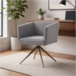 Pemberly Row Contemporary Fabric Dining Chair with Brass Base in Dark Gray