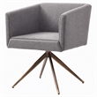 Pemberly Row Contemporary Fabric Dining Chair with Brass Base in Dark Gray