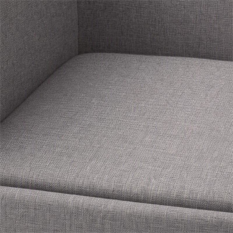 Pemberly Row Contemporary Fabric Dining Chair with Brass Base in Dark Gray