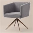 Pemberly Row Contemporary Fabric Dining Chair with Brass Base in Dark Gray