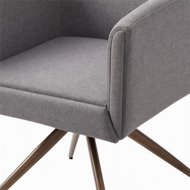 Pemberly Row Contemporary Fabric Dining Chair with Brass Base in Dark Gray