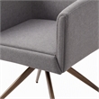 Pemberly Row Contemporary Fabric Dining Chair with Brass Base in Dark Gray