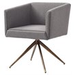 Pemberly Row Contemporary Fabric Dining Chair with Brass Base in Dark Gray