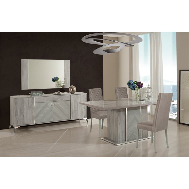 Pemberly Row Rectangular Gray Glass Buffet Mirror with Inward Frame Design