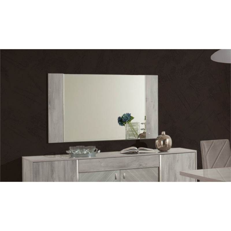 Pemberly Row Rectangular Gray Glass Buffet Mirror with Inward Frame Design